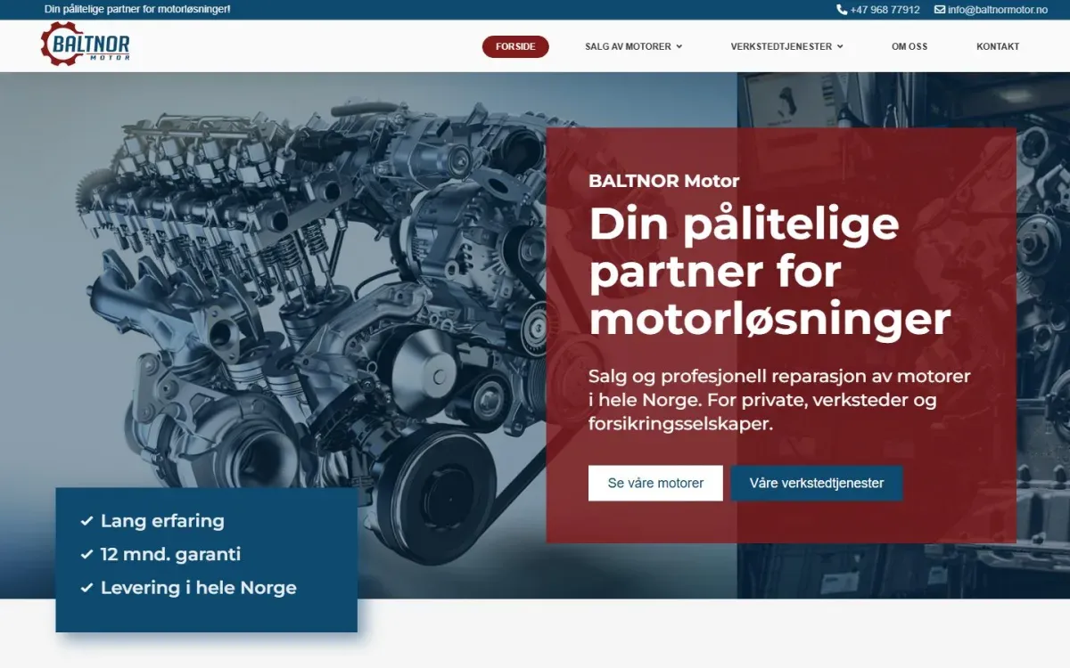 Baltnor Motor – autoservisas: svetainė ekrane