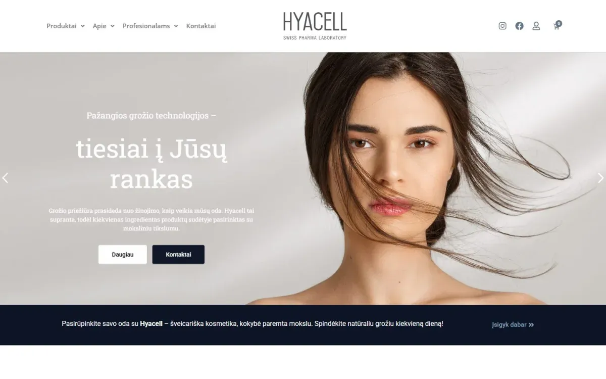Hyacell – el. parduotuvė: svetainė ekrane