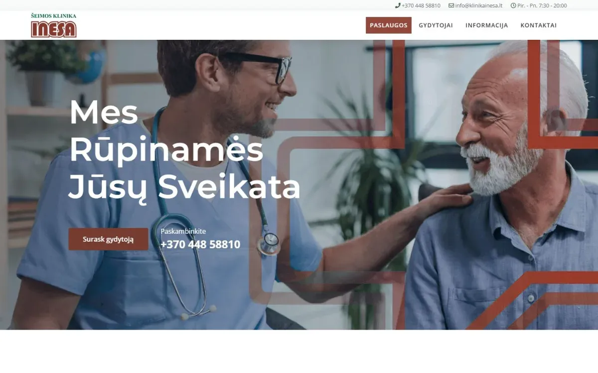Šeimos klinika INESA – klinika: svetainė ekrane