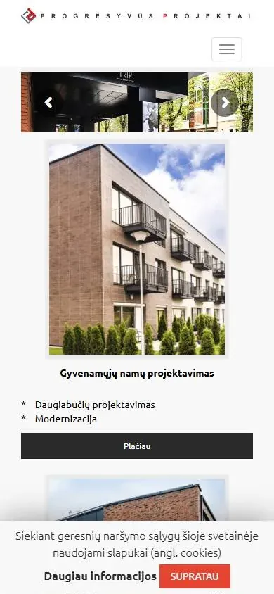 Dabartinė svetainė telefono ekrane