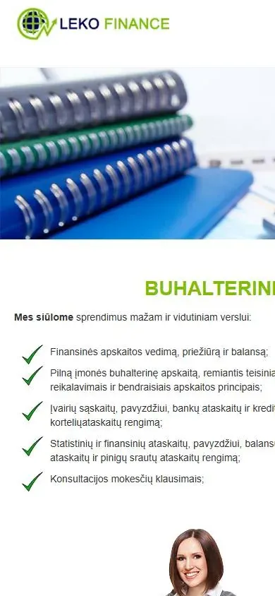 Dabartinė svetainė telefono ekrane