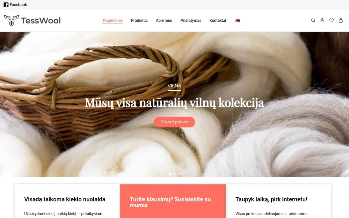 Tess Wool – el. parduotuvė: svetainė ekrane
