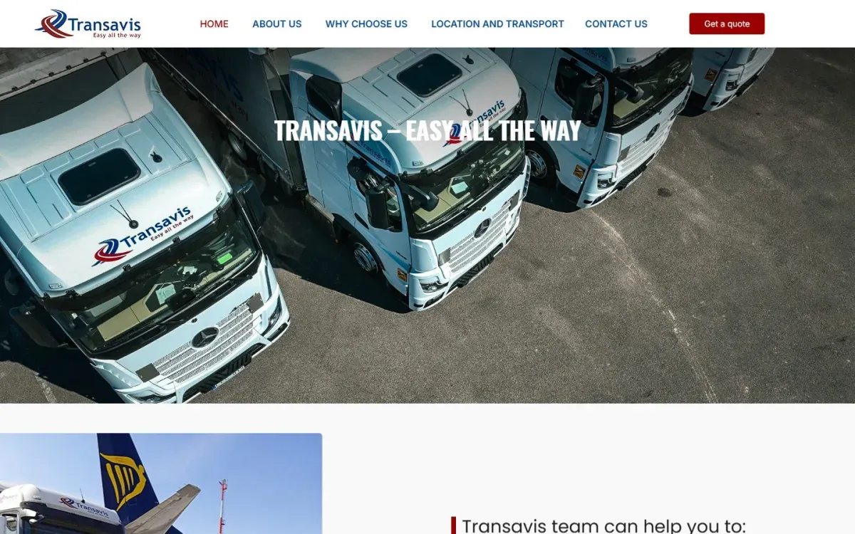 Transavis – logistika: svetainė ekrane
